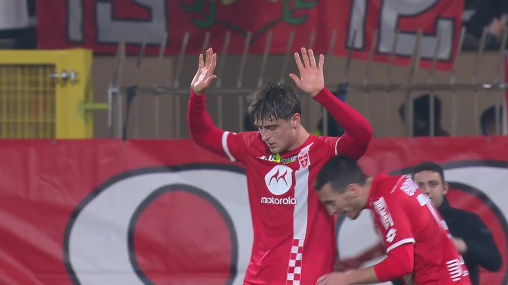 Monza Loanee Lorenzo Colombo after scoring goal against parent-club AC Milan