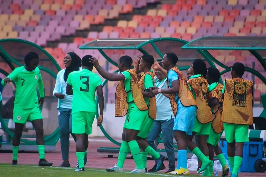 Falconets celebrate goal against Senegal