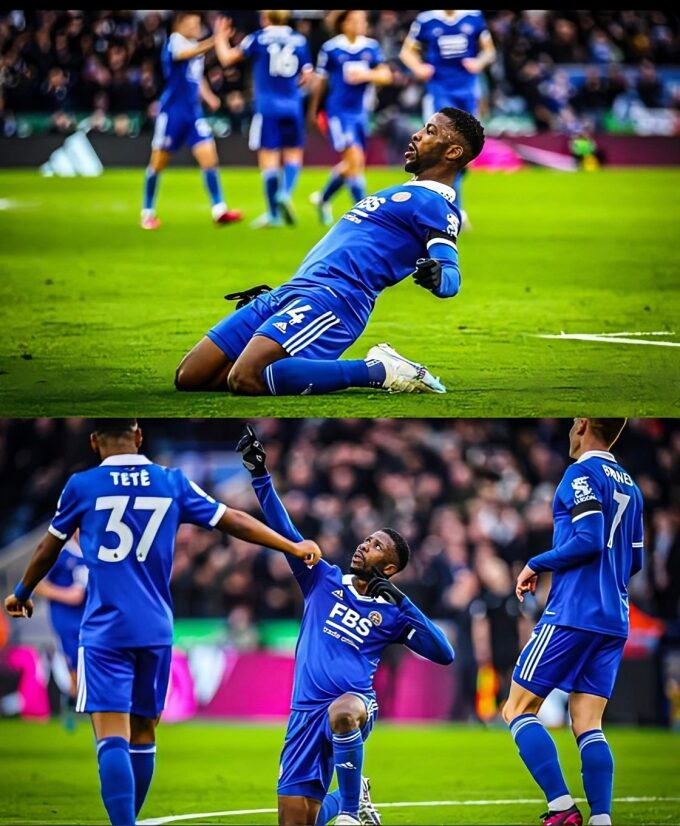 Kelechi Iheanacho celebrates goal for Leicester City