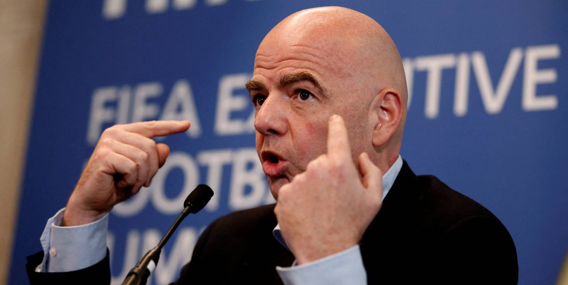 FILE PHOTO: FIFA president Gianni Infantino during the press conference