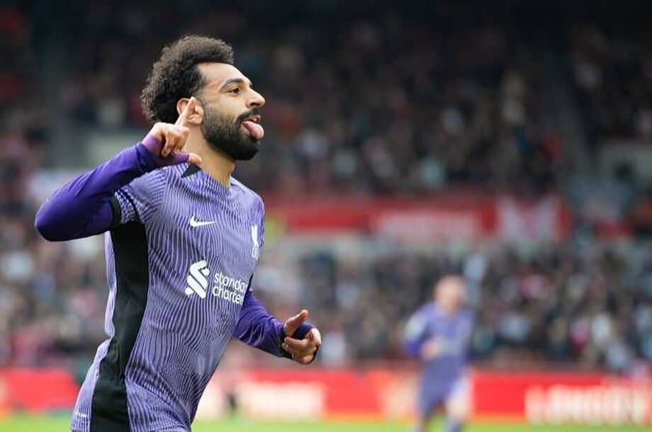 Mohamed Salah celebrates scoring against Brentford | Imago