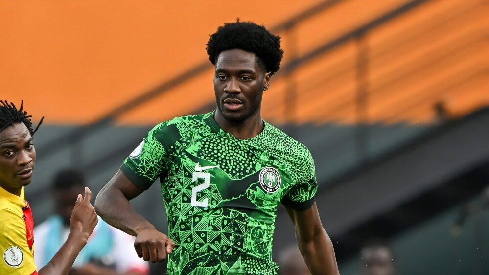 Nottingham Forest Defender Ola Aina in action for the Super Eagles of Nigeria at the AFCON 2023 held in Ivory Coast