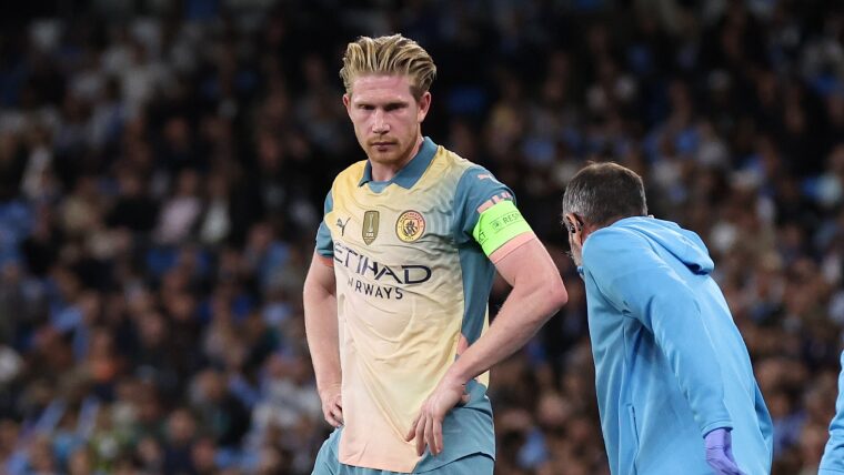 Kevin De Bruyne is a doubt for Sunday's clash against Arsenal